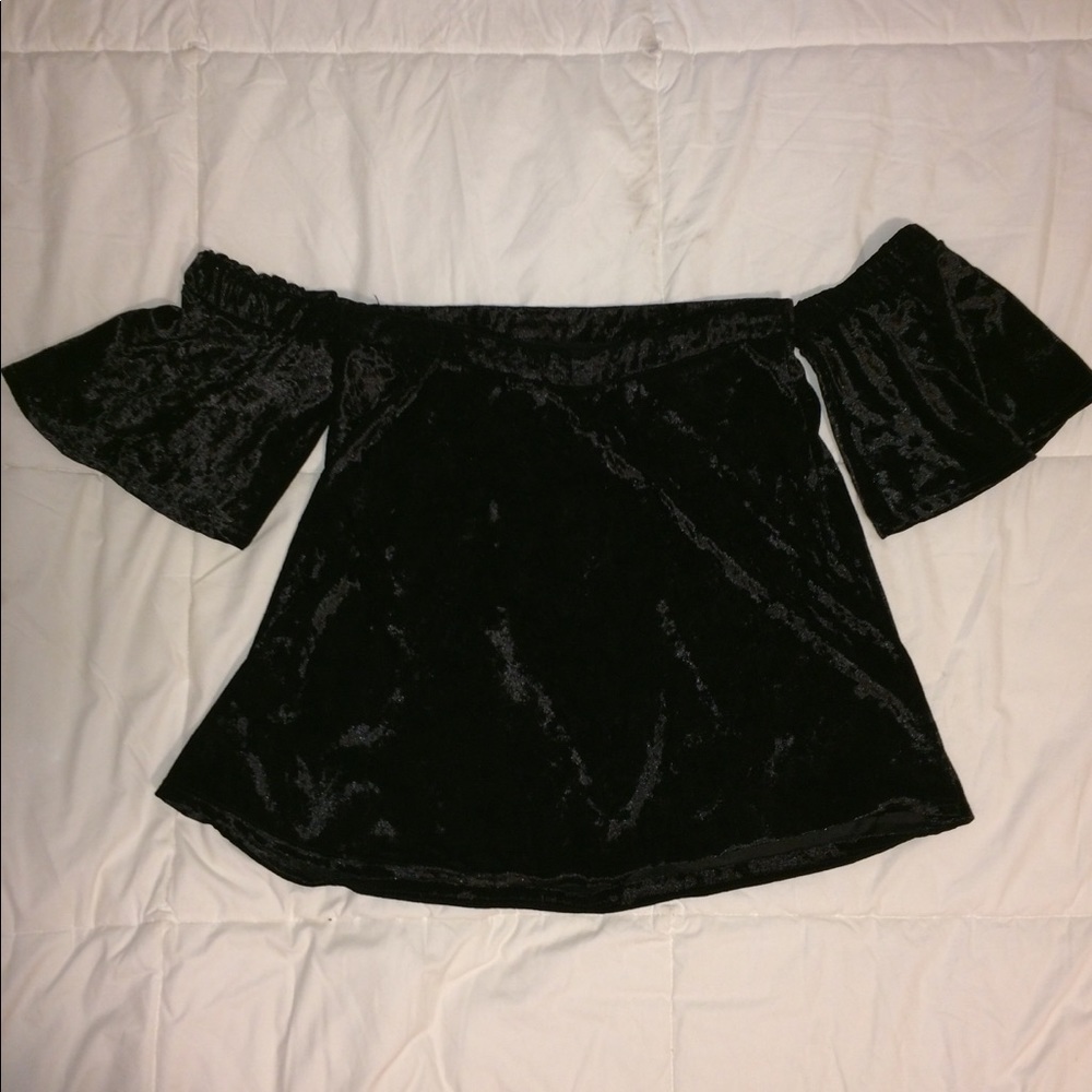 Velvet off the shoulder shirt